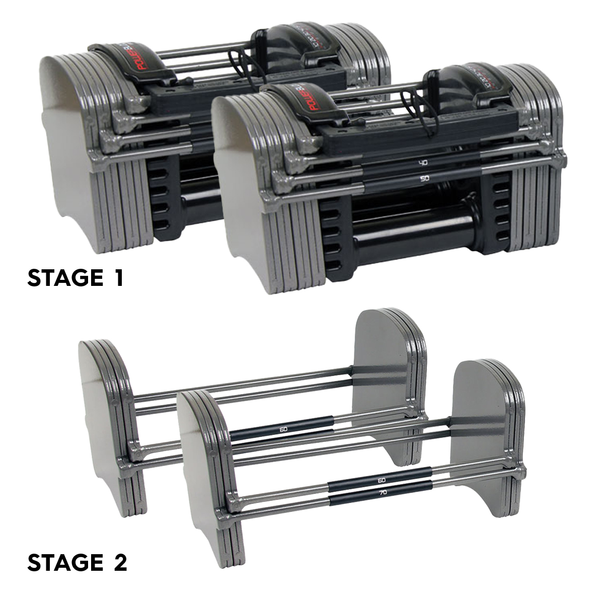 PowerBlock Sport EXP Bundle Stage 1+2 - Verstelbare Dumbbell Set - Gewichten - 2-32 kg