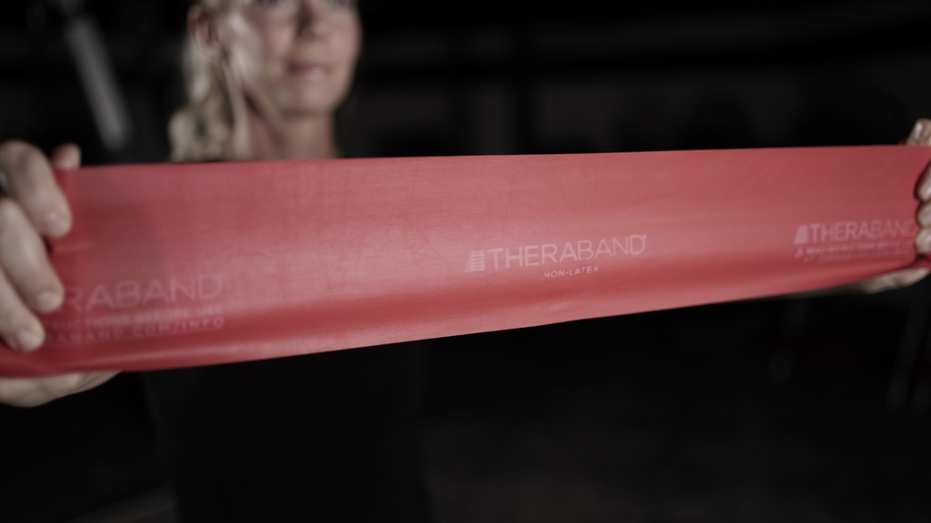 Theraband latexvrij 22 m medium - rood