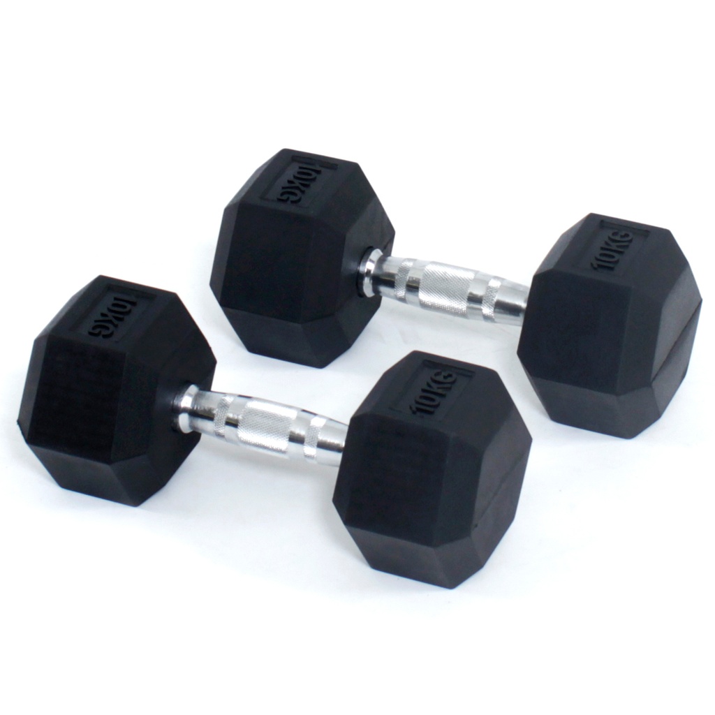 Core Power Rubber Hex Dumbbells - 25 kg