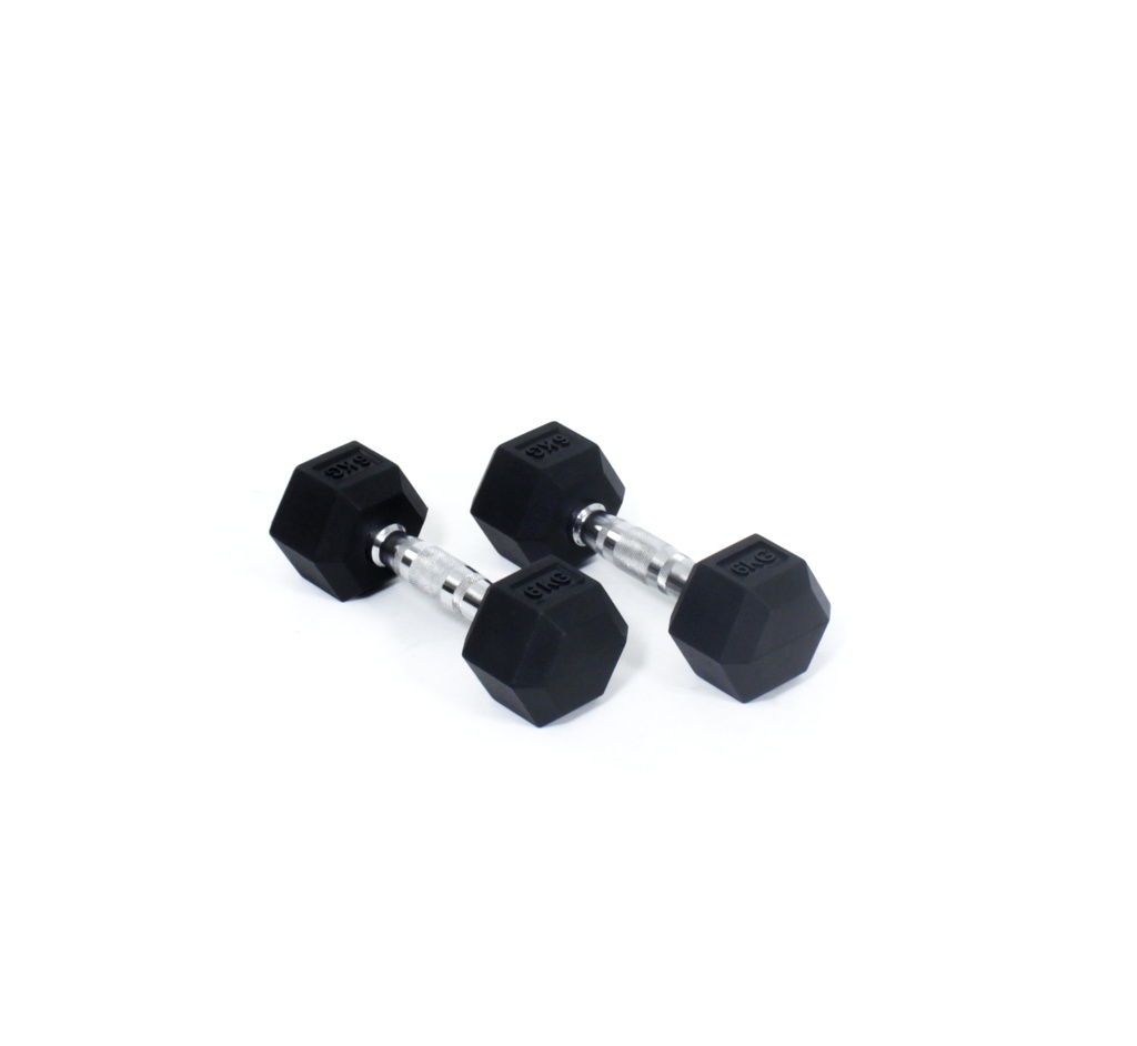6 kg Rubber Hex Dumbbells
