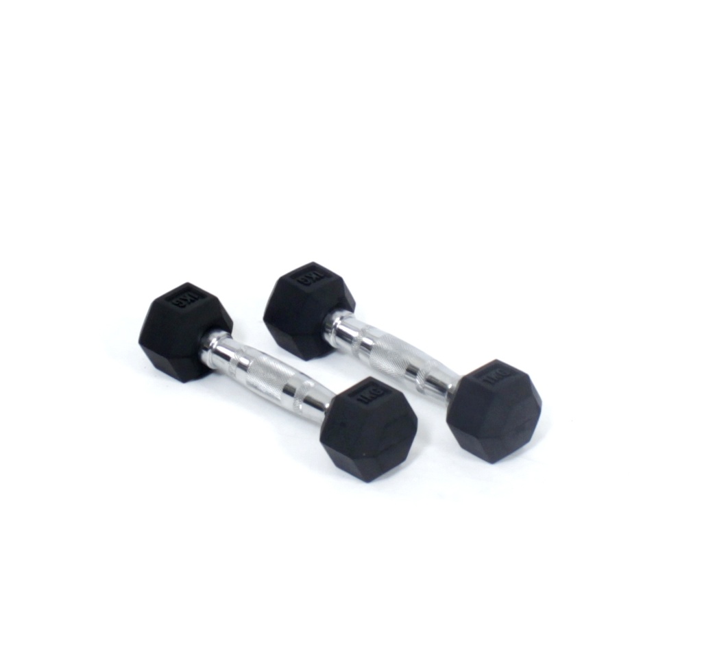 Core Power Rubber Hex Dumbbells - 1 kg 