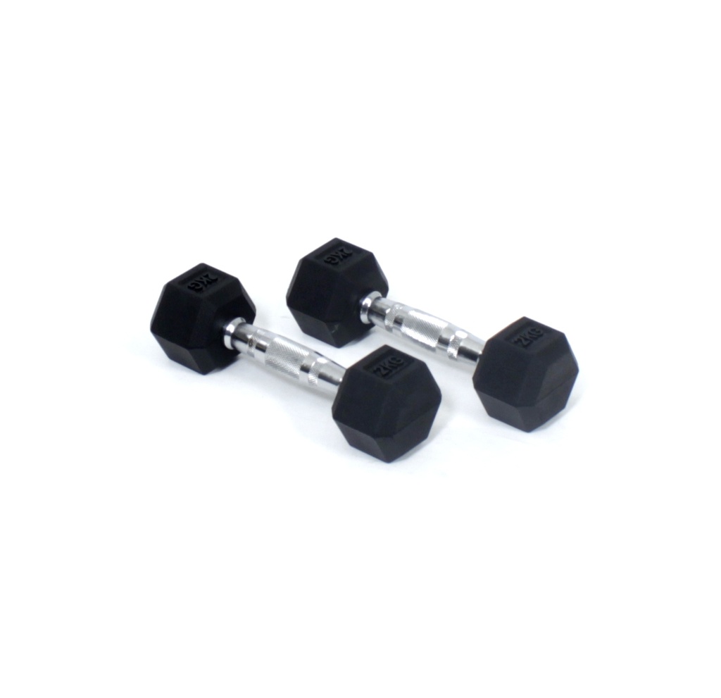 2 kg Rubber Hex Dumbbells