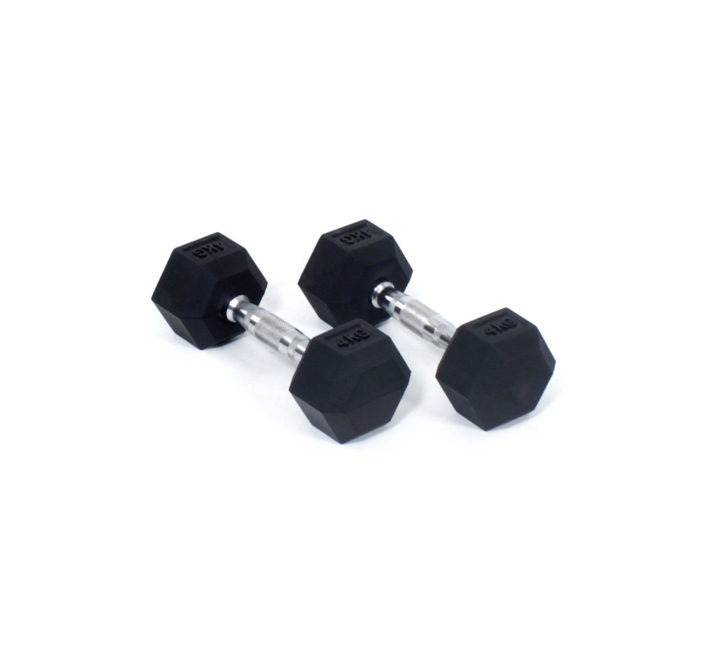 Core Power Rubber Hex Dumbbells - 4 kg