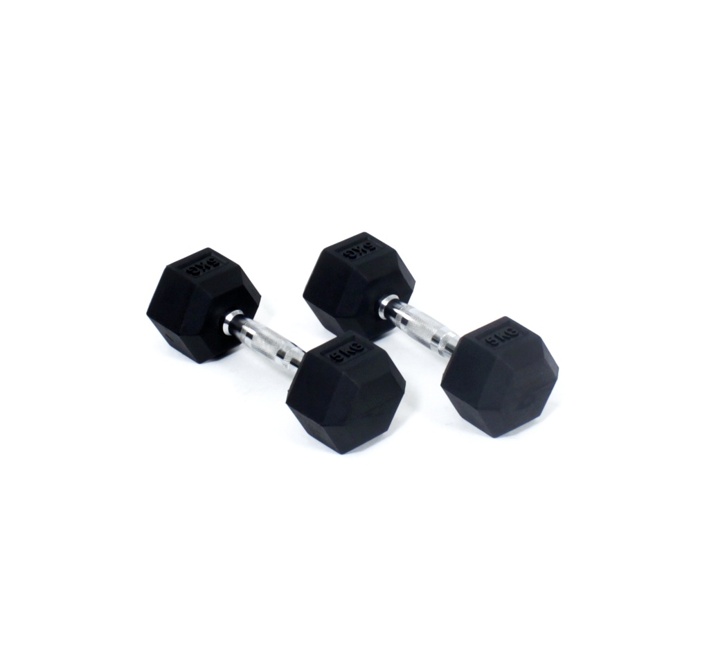5 kg Rubber Hex Dumbbells