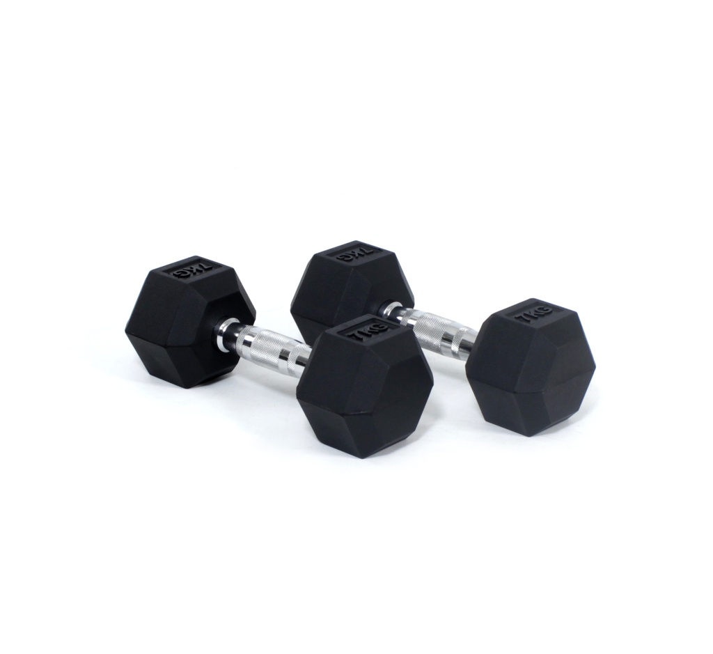 Core Power Rubber Hex Dumbbells - 7 kg