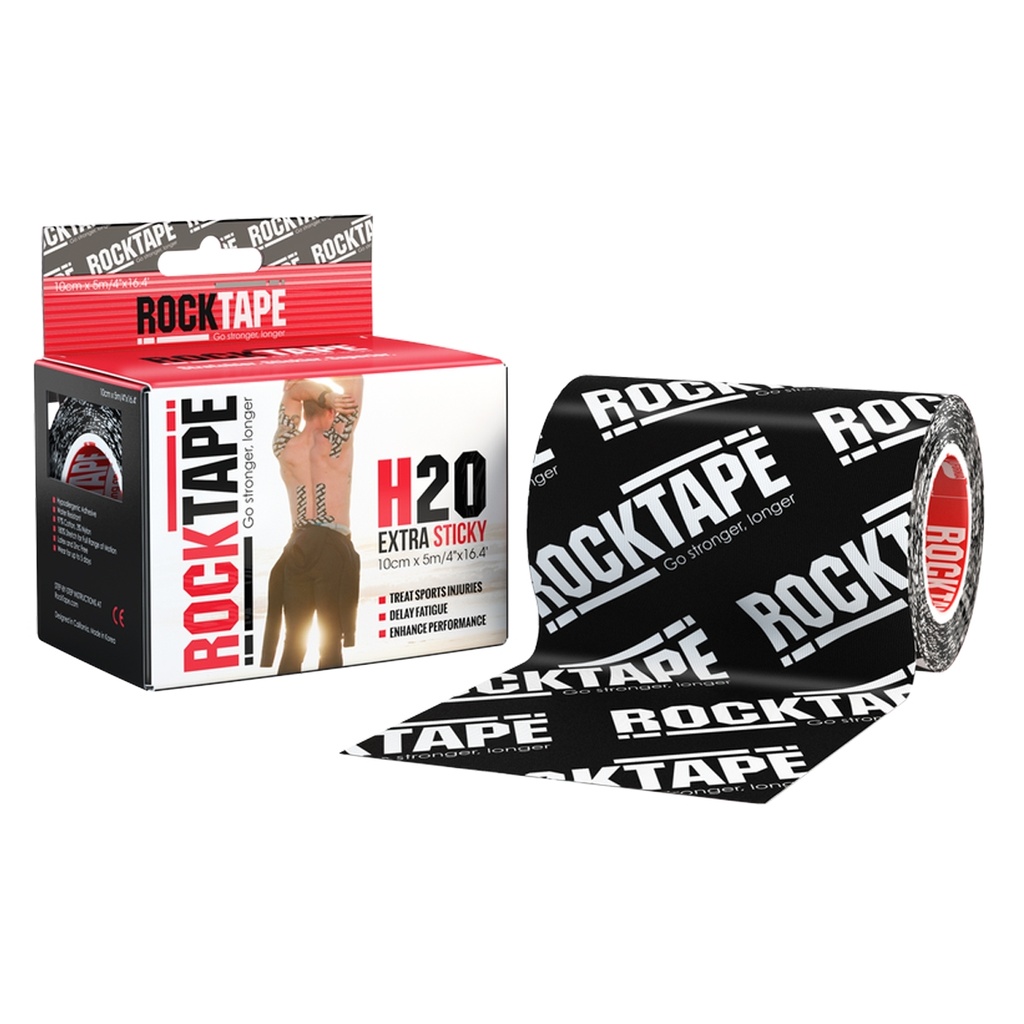 RockTape H2O (10cm x 5m) zwart logo