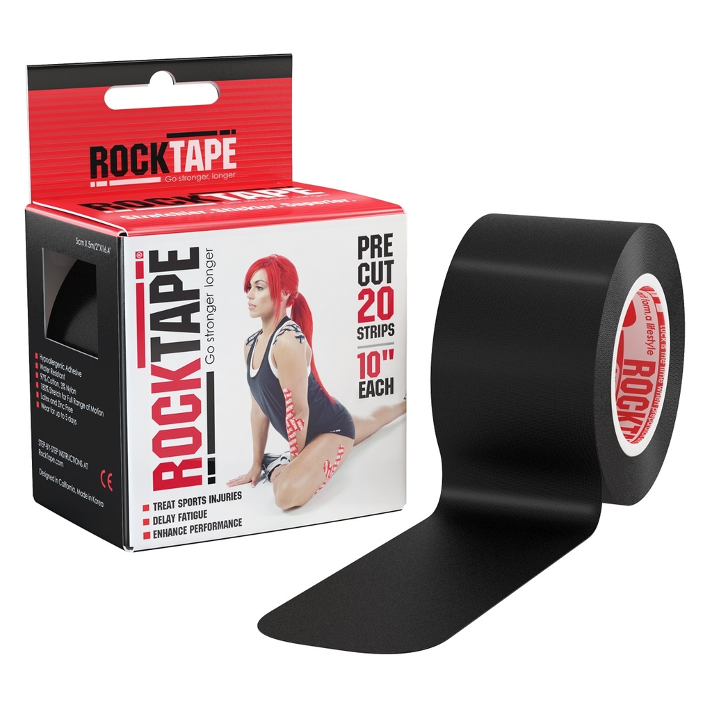 RockTape Pre-Cut (5cm x 5m) zwart