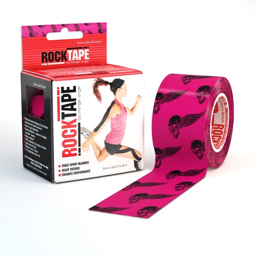 [rt21636] RockTape(5cm x 5m) roze skull